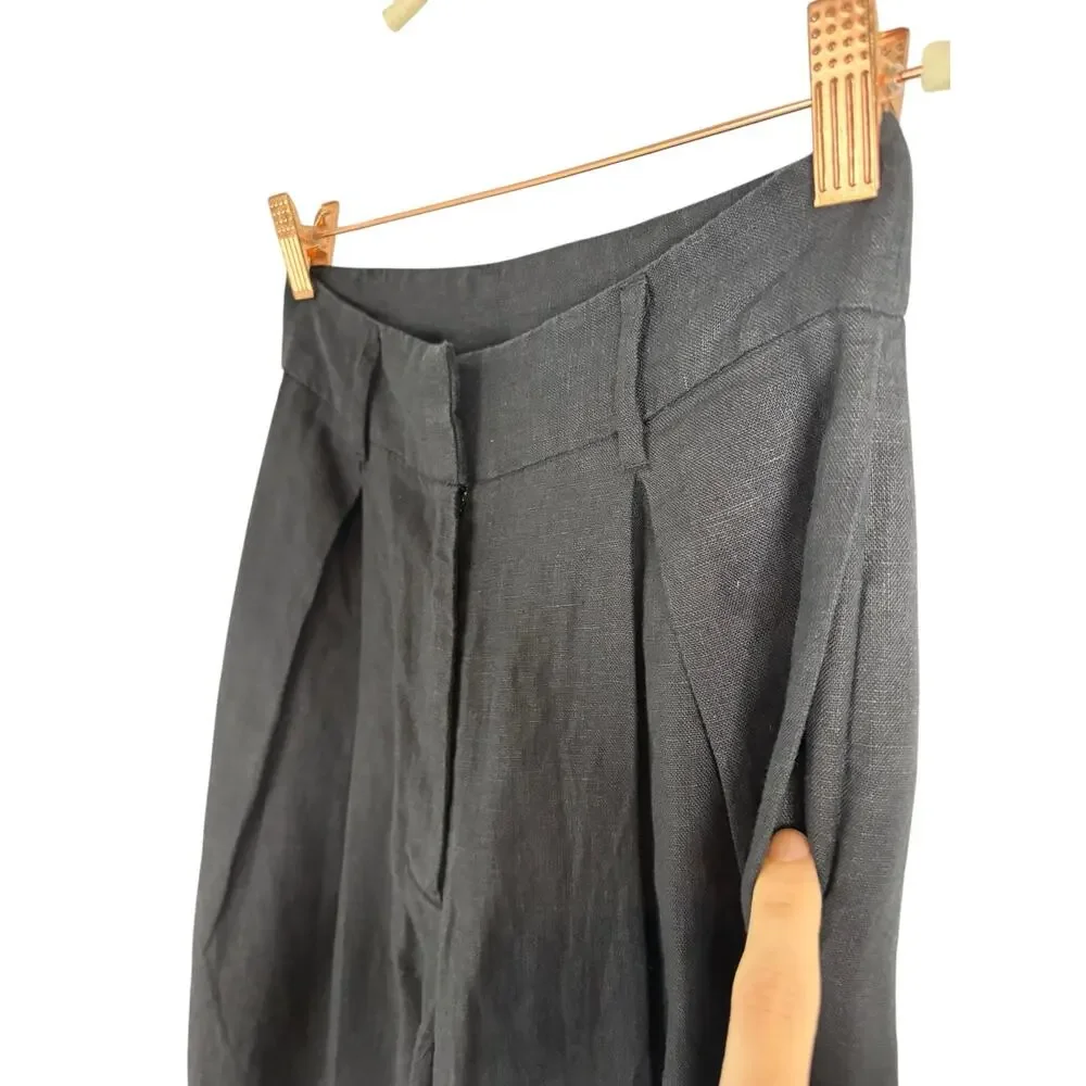 Posse Presley Linen Wide Leg Trouser Pants High Rise Pleated Minimalist Y2k XS
